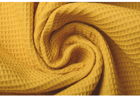 Mini Waffle Pique Fabric Ocher Yellow