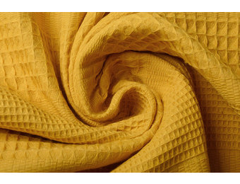 Combi Waffle Pique Fabric Ocher Yellow