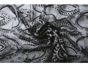 Netz Bestickt Pailletten Noelle Silber