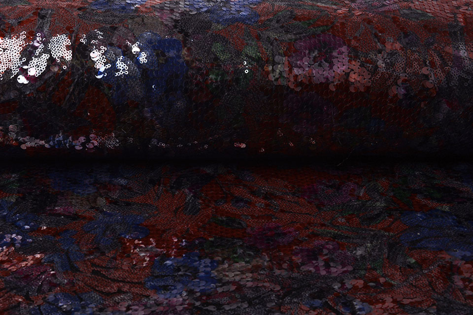 Sequins on Velours Multi Color