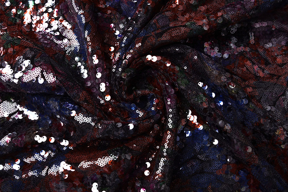 Sequins on Velours Multi Color
