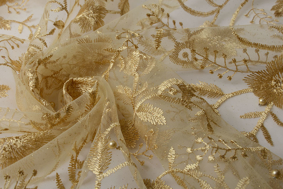 Netz Bestickt Perle Charlot Gold