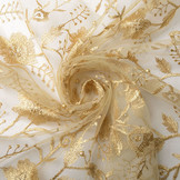 Mesh Embroidered Pearl Charlot Gold