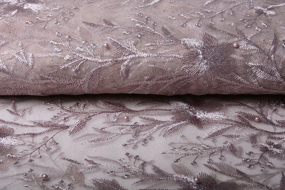 Mesh Embroidered Pearl Lilith Old Lilac