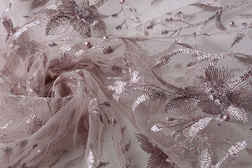 Mesh Embroidered Pearl Lilith Old Lilac