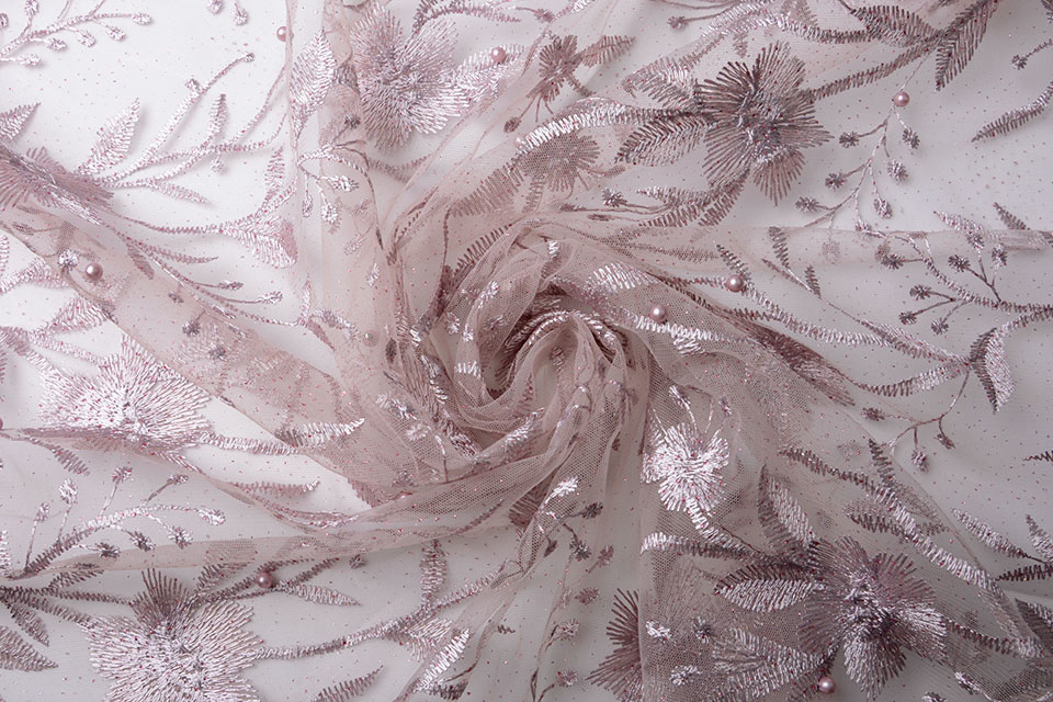 Mesh Embroidered Pearl Lilith Old Lilac