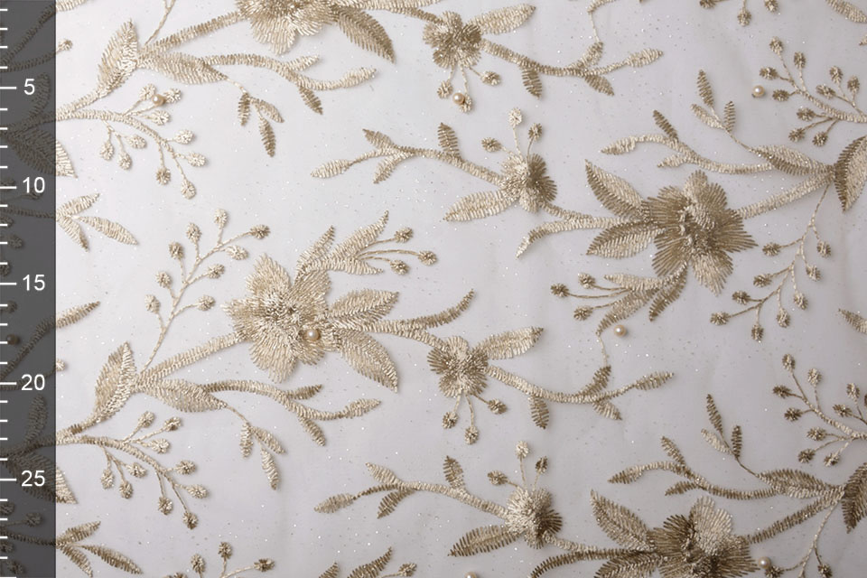 Mesh Geborduurd Parel Lilith Beige