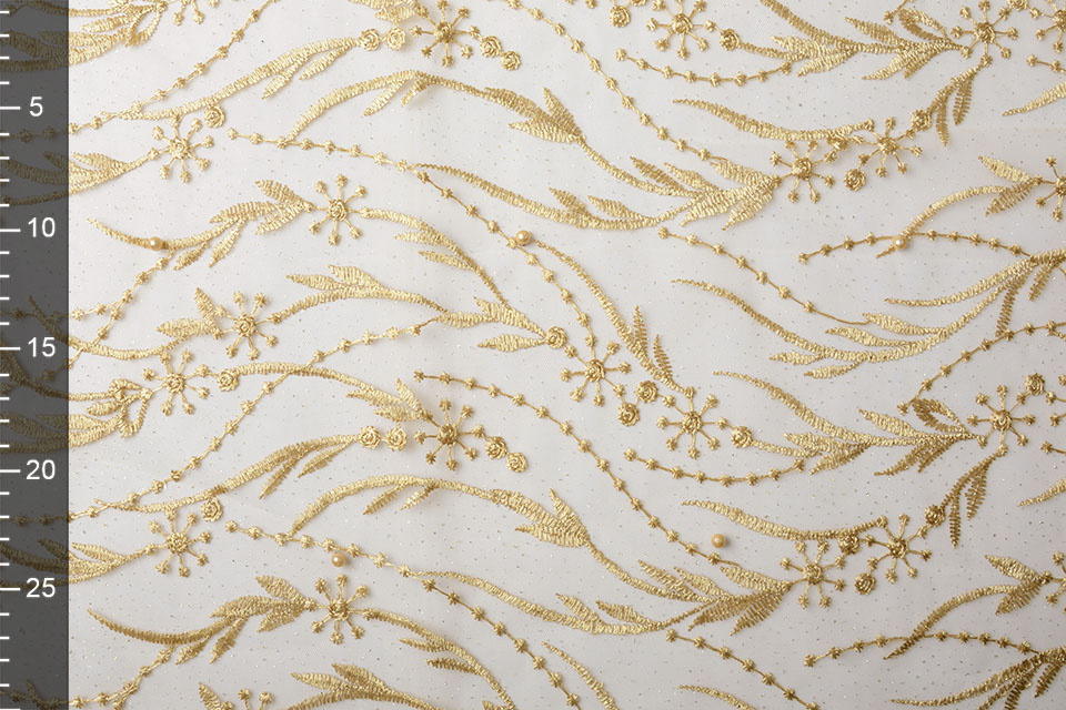 Netz Bestickt Perle Leonor Gold