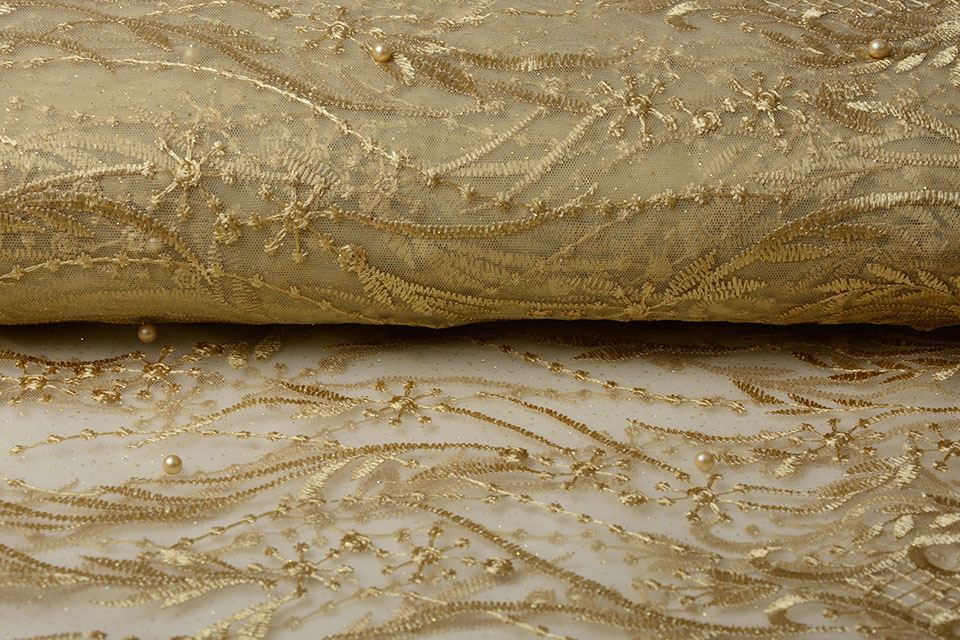 Mesh Geborduurd Parel Leonor Goud