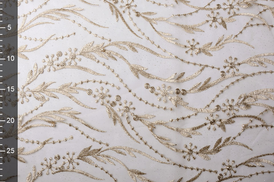 Mesh Geborduurd Parel Leonor Beige