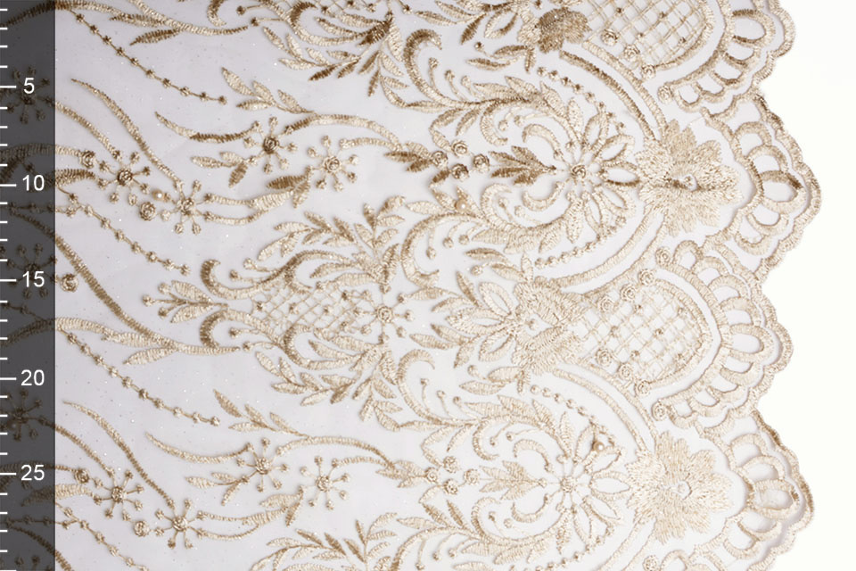 Mesh Geborduurd Parel Leonor Beige