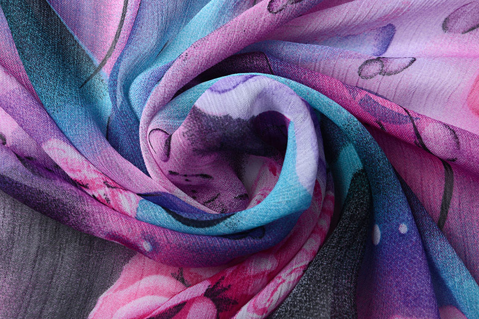 Chiffon Bedruckt Rose Bubble Rosa Lila