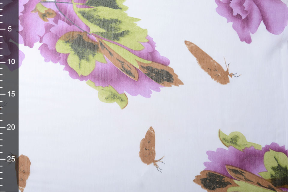 Chiffon Printed Flower with Butterfly Purple