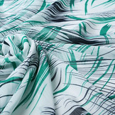 Chiffon Bedrukt Penseelstreken Zeegroen Marine Blauw