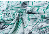 Chiffon Printed Brush Strokes Sea Green Navy Blue