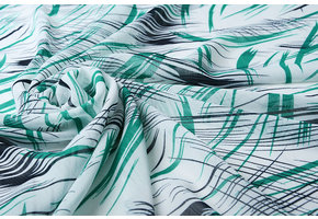 Chiffon Bedruckt Pinselstriche Meergrün Marineblau