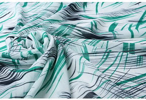 Chiffon Bedrukt Penseelstreken Zeegroen Marine Blauw