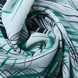 Chiffon Bedrukt Penseelstreken Zeegroen Marine Blauw