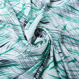 Chiffon Printed Brush Strokes Sea Green Navy Blue