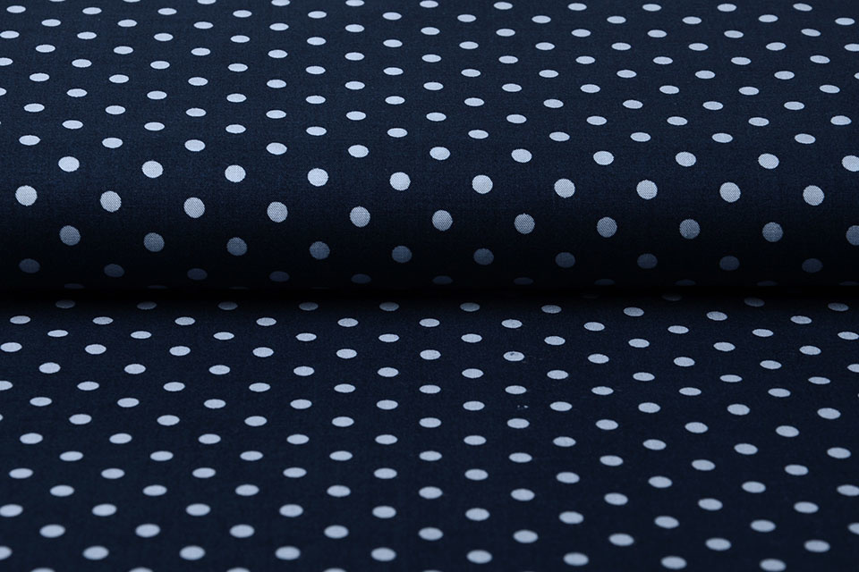 100% Viscose Alba Dots Navy Blue