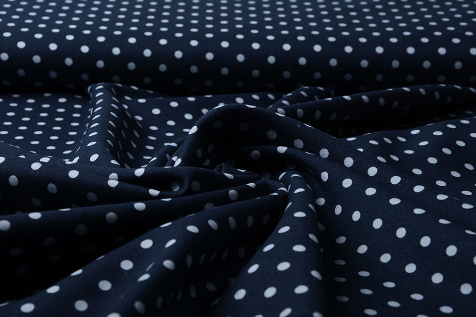 100% Viscose Alba Stippen Marine Blauw