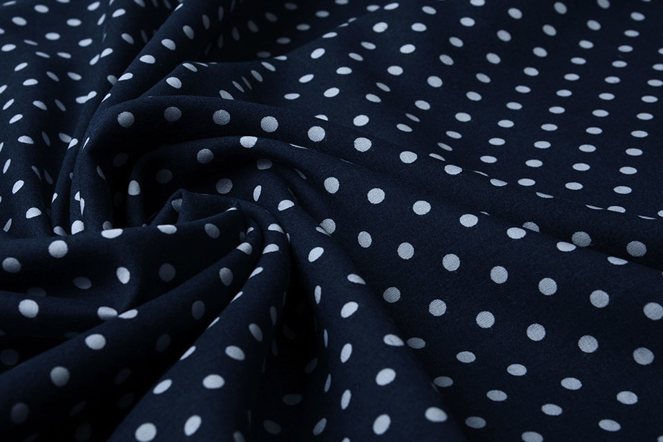 100% Viscose Alba Dots Navy Blue