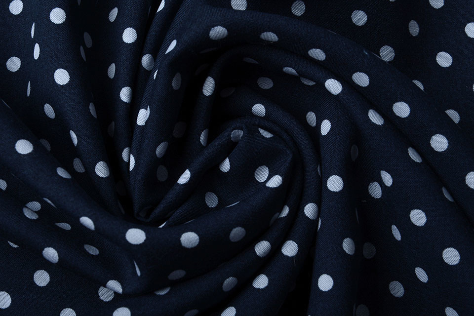 100% Viscose Alba Dots Navy Blue