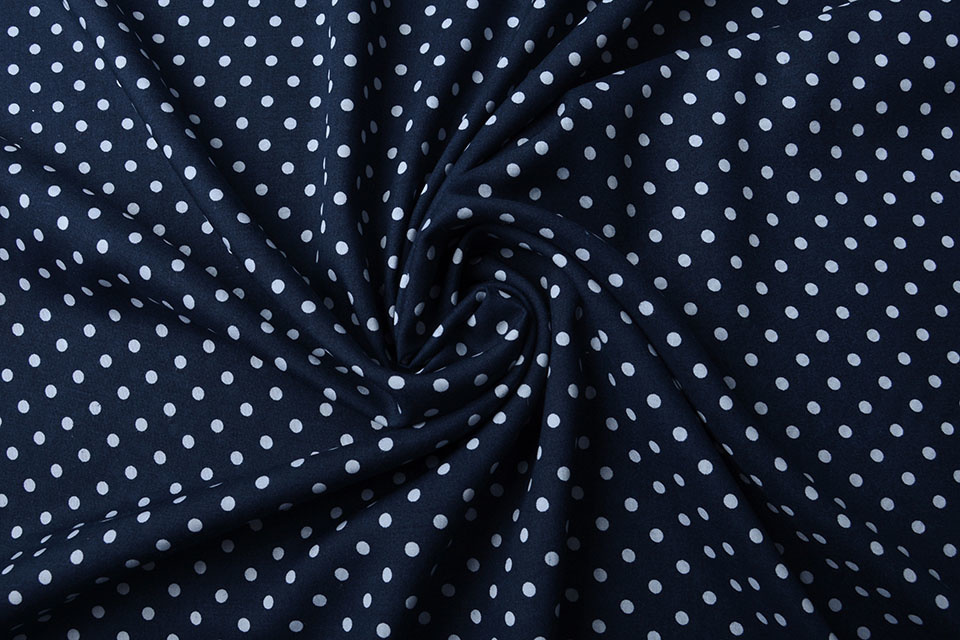 100% Viscose Alba Dots Navy Blue