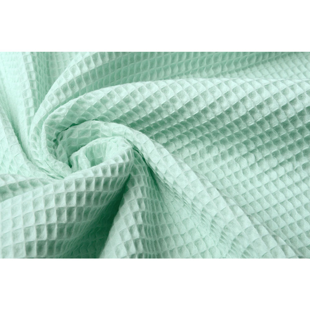 HomeBuy Cotton Waffle Pique Honeycombe Fabric Material - 150Cm Wide (Mint  Green)