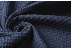 Waffle Pique Fabric Police blue