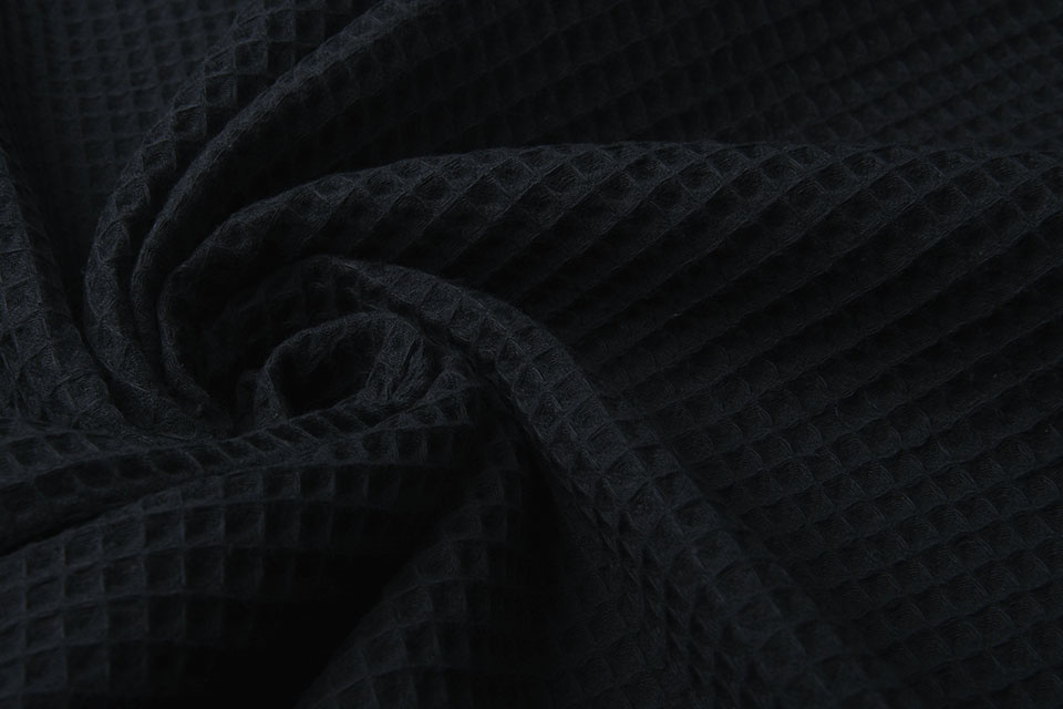 Black Cotton Waffle Thermal Fabric