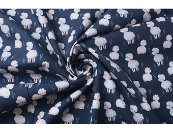 100% Digital Cotton Sheep Navy Blue