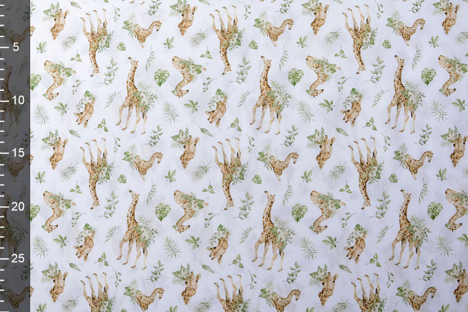 100% Digital Cotton Giraffe with Leaves