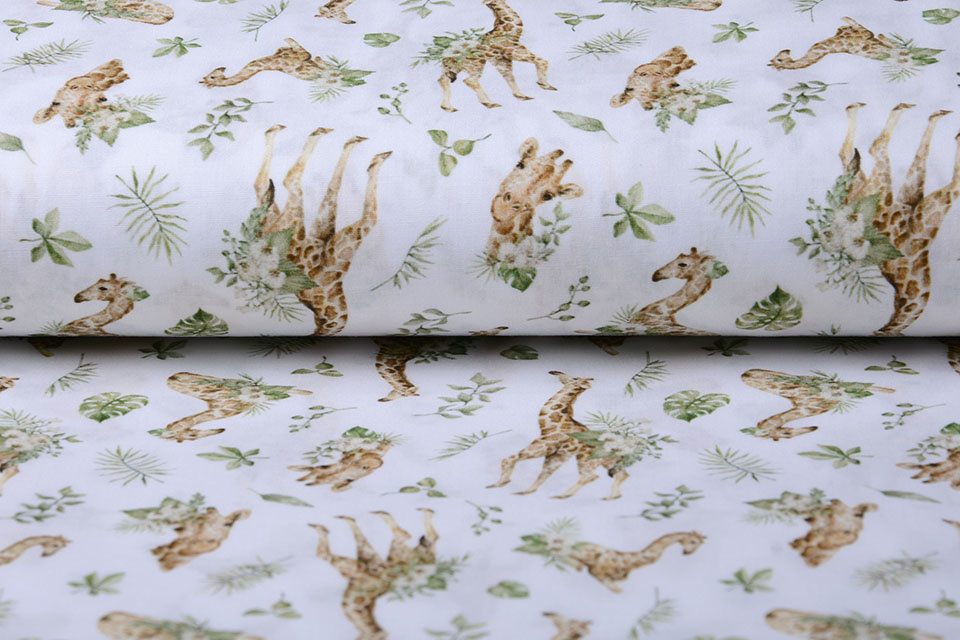 100% Digital Cotton Giraffe with Leaves