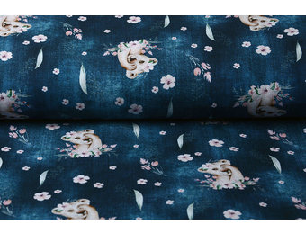 100% Digital Baumwolle Löwenjunges Blau