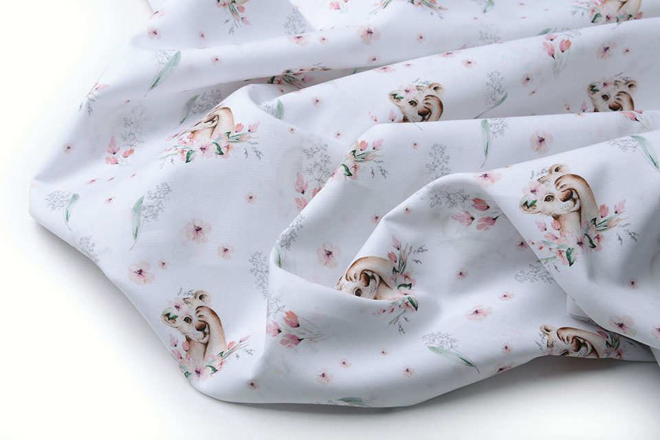 100% Digital Cotton Lion Cub White
