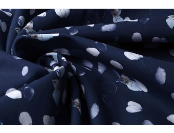 100% Digital Baumwolle Haubenmeise Marineblau