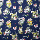 100% Digital Baumwolle Waldtiere Blumen Marine