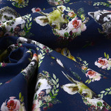 100% Digitaal Katoen Bosdieren Bloemen Marine