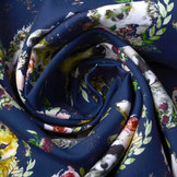 100% Digital Baumwolle Waldtiere Blumen Marine