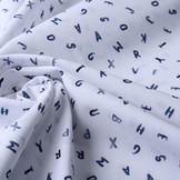 100% Digital Cotton Alphabet White Navy