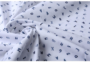 100% Digital Cotton Alphabet White Navy