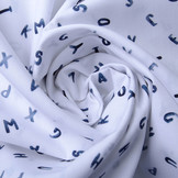 100% Digitaal Katoen Alfabet Wit Marine