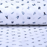 100% Digital Cotton Alphabet White Navy
