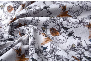 100% Digital Baumwolle Waldtiere Hirsch Und Eule