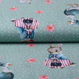 100% Digitaal Katoen Konijn Gans Groen