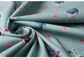 100% Digital Cotton Rabbit Goose Green