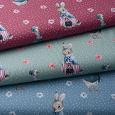 100% Digital Cotton Rabbit Goose Red