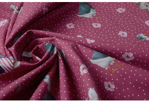 100% Digital Cotton Rabbit Goose Red