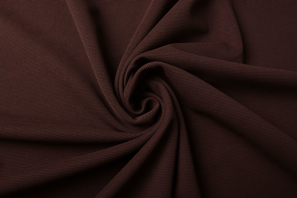 Ottoman Rib Jersey Stof Bordeaux Bruin
